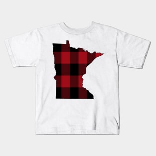 Minnesota in Red Plaid Kids T-Shirt